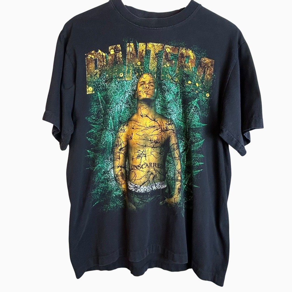 1997 Pantera T Shirt Unscarred Weed Leaf Double Sided Size Large Concert Tee